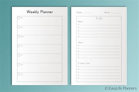 weekly planner  printable refills templates themes creative market