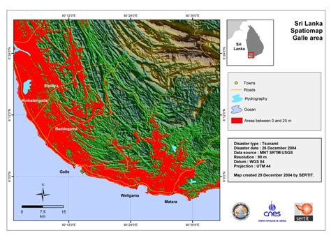 esa satellite map  affected sri lankan coast
