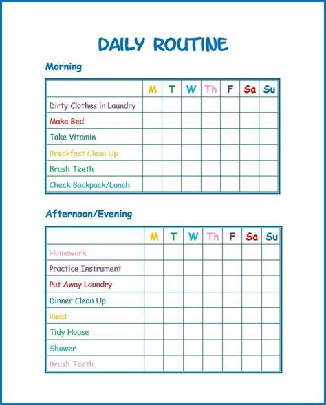 diy daily routine chart  kids