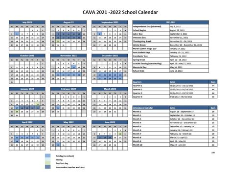 cava academic calendar printable word searches