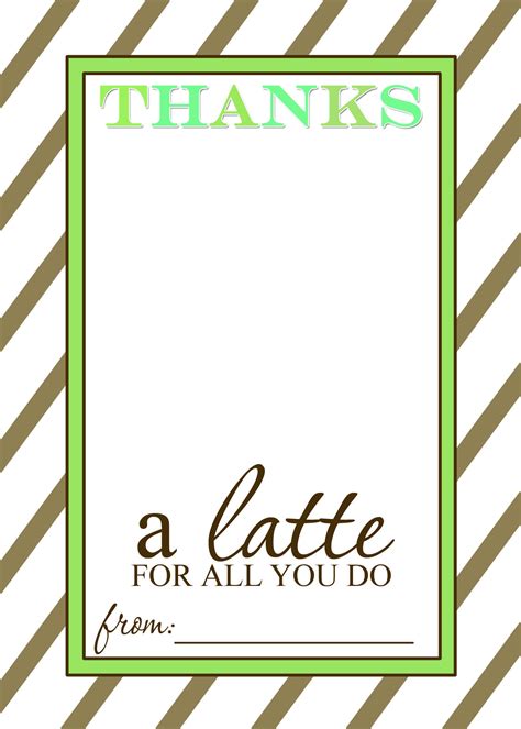latte  printable gift card holder teacher gift diy
