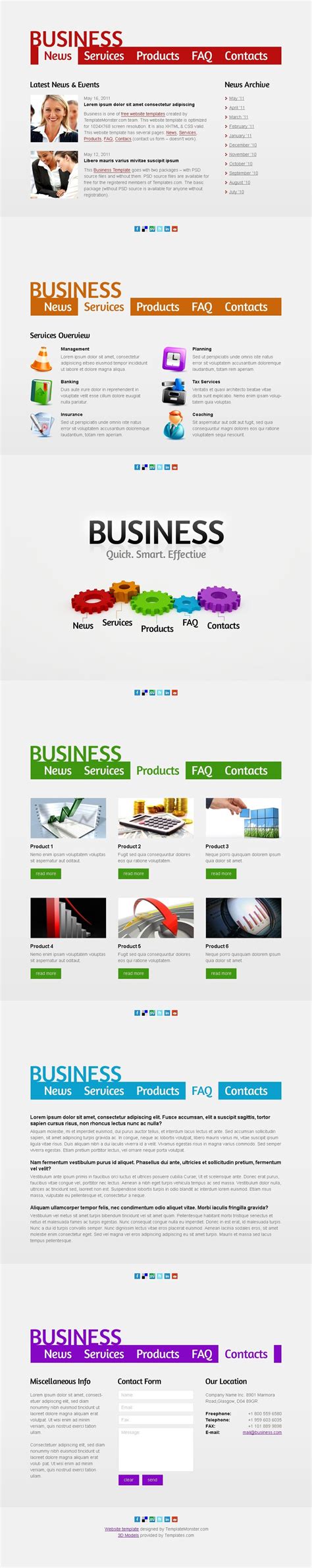 business web template single page layout