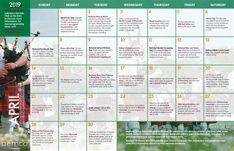 Adult Programming Ideas Calendar For Your Library April 2019