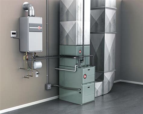 rheem integrated hvac  water heating system powered  tankless technology remodeling