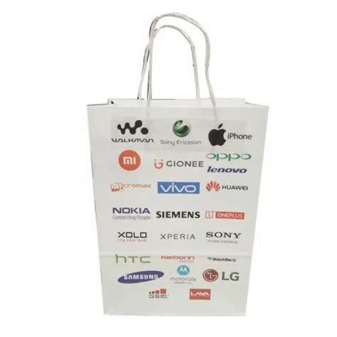 Handled White Mobile Carry Bag For Shopping Size Dimension 8 4 10