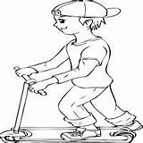 Scooter Coloring Boy Riding Kick Pages Objects Surfnetkids Print Color sketch template