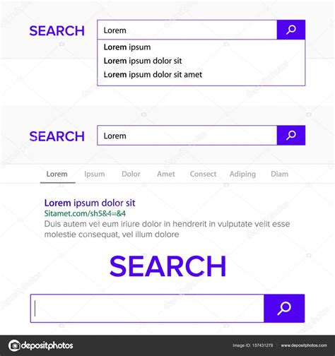 search bar field vector search engine browser window template pop