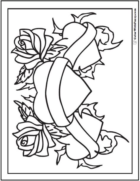 hearts  roses coloring page happy saint valentines day show