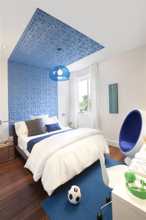 modernes zimmer jungen blau weiss wand decke deko boy bedroom design