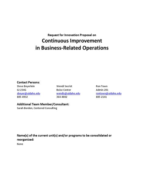continuous improvement proposal business process evaluation