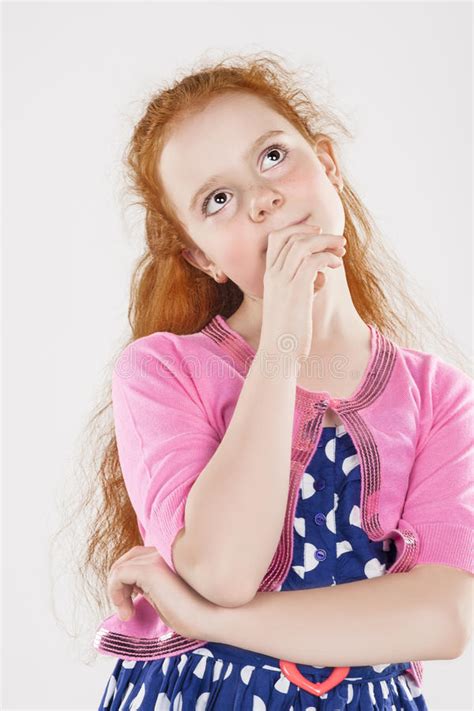 portrait of attractive cheerful redhead little schoolgirl stock image image of bare dress