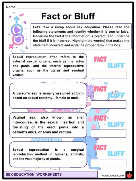 Sex Education Facts And Worksheets Anatomy Health Importance