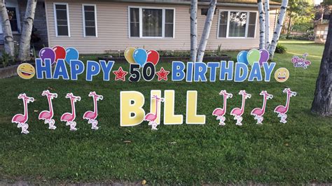 happy birthday flamingos lawn sign rental  belleville