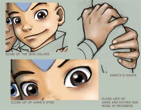 close ups of kataang hug wip by amiraelizabeth on deviantart