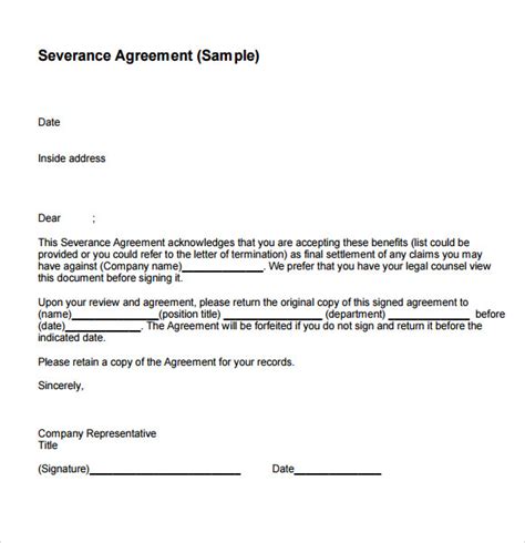 severance negotiation letter sample severance package negotiation
