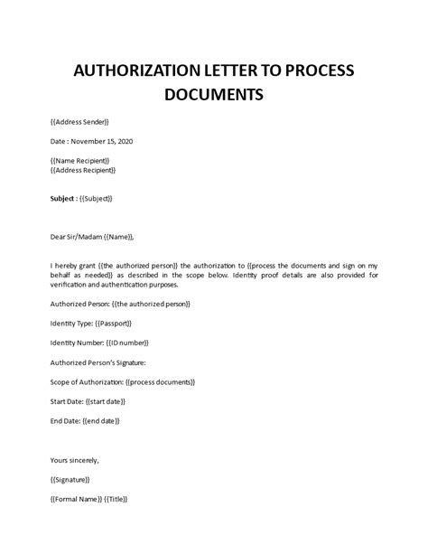authorization letter  process documents