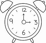 Clock Alarm Clip Line Clipart Coloring Sweetclipart sketch template