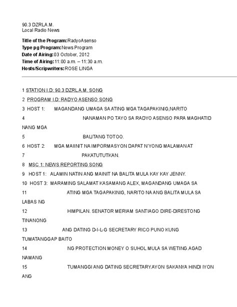agenda sample tagalog hq printable documents