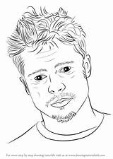 Pitt Brad Draw Drawing Step Tutorials Drawingtutorials101 Celebrities sketch template