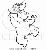 Jackalope Jumping Excited Coloring Clipart Cartoon Outlined Vector Cory Thoman Presenting Romantic Rose sketch template