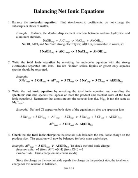 net ionic equations worksheet