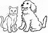 Coloring Cat Dog Pages Printable Drawing Kids Animals Dogs Color Sheets Realistic Cats Colouring Print Easy Puppy Kitty Breed Getdrawings sketch template