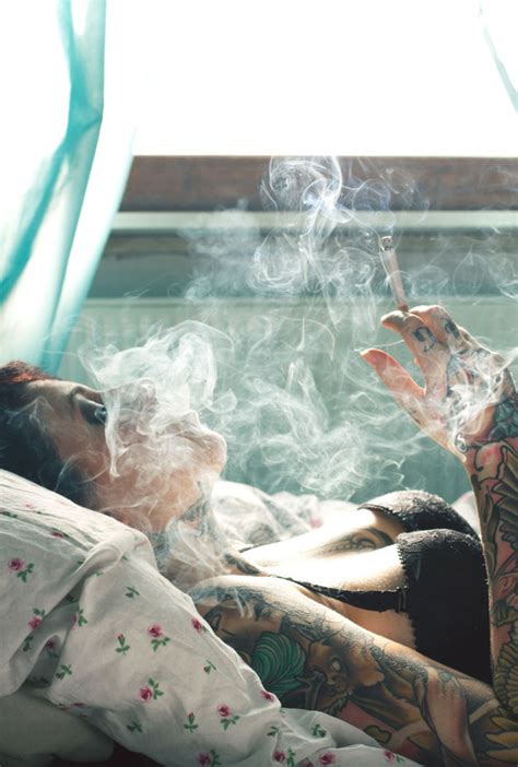 Girl Smoke Black Tattoo Smoking Bra Cigarette