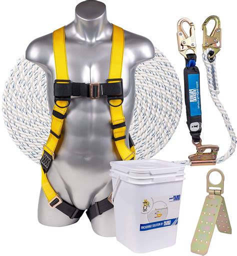 palmer safety fall protection roofing bucket kit  full body harness  vertical rope anchor