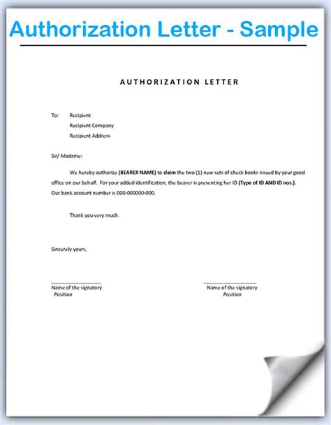 authorization letter sample format document blogs letter sample