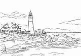 Maine Lighthouses Paisaje Budynki Faro Webstockreview Drukuj Supercoloring sketch template