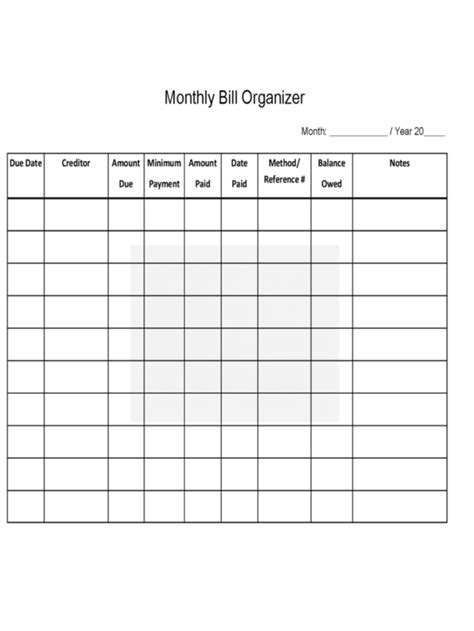 monthly bill organizer spreadsheet google spreadshee  monthly