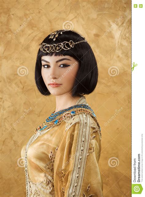 Beautiful Woman Like Egyptian Queen Cleopatra With Serius