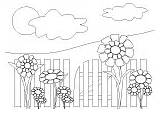 Coloring Garden Fence Pages Flowers Sheets Template Flower Spring Printable sketch template