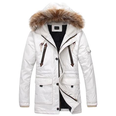 white parka men  winter jacket men fashion mens fur hooded slim  jacket brand