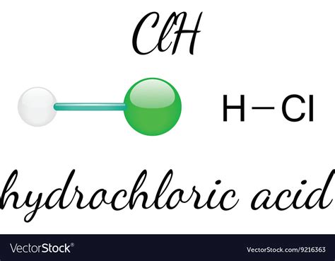 hcl hydrochloric acid molecule royalty  vector image