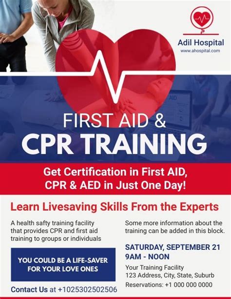 Cpr And First Aid Training Center Flyer Cpr Training Medical Services