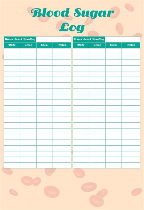 printable blood sugar log sheet printable templates
