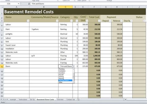 home renovation cost estimator spreadsheet excel home repair info