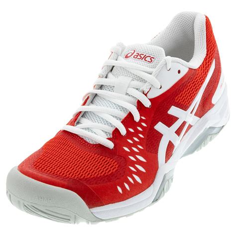 asics womens gel challenger  tennis shoes fiery red  white