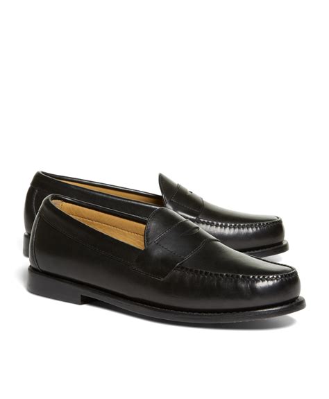 brooks brothers classic penny loafers in black for men lyst