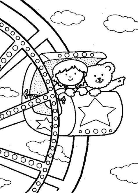 watching view  ferris wheel carnival coloring pages  place