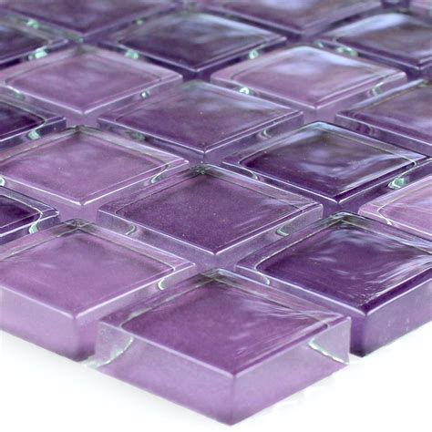 Crystal Glass Mosaic Tiles Purple Mix 25x25x8mm