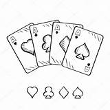 Cards Playing Sketch Set Stock Aces Illustration Combinations Different Vector Depositphotos sketch template
