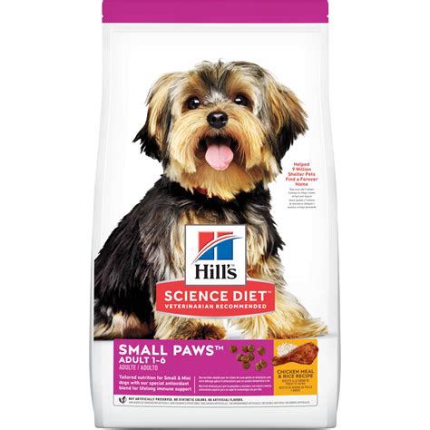 hills science diet adult small paws chicken meal rice recipe dry dog food  lb bag