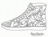 Coloring Shoes Pages Shoe Converse Nike Birds Tennis Drawing Color Print Adult Air Jordans Printable Colouring Sheets Adults Jordan High sketch template