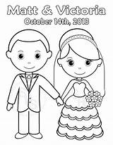 Wedding Coloring Pages Printable Kids Groom Bride Cartoon Drawing Personalized Party Name Silhouette Couple Colouring Print Para Book Clipart Colorear sketch template