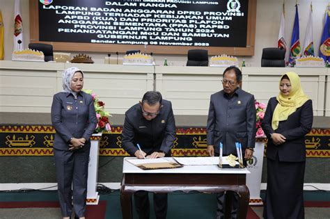 pemprov lampung  dprd tandatangani kua pass  anggaran