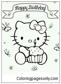 happy birthday  kitty  coloring page  printable coloring pages