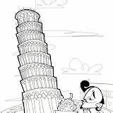 Coloring Pisa Tower Pages Post sketch template
