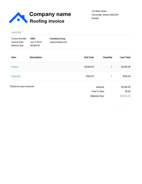 roofing invoice template customize  send   seconds